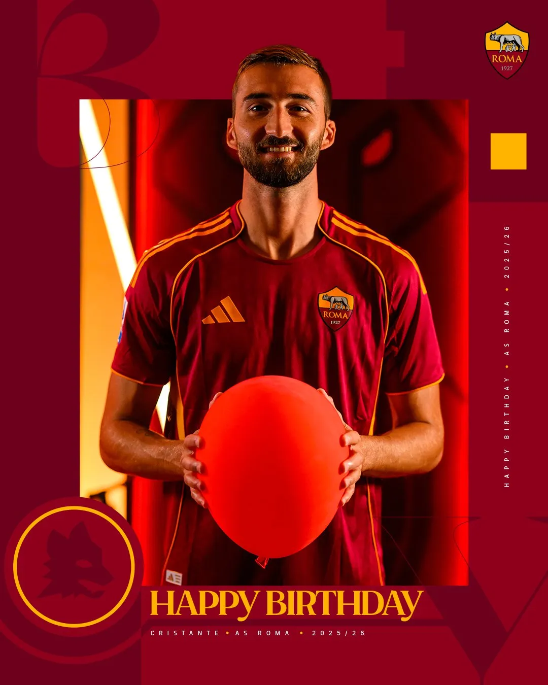 开云APP-克里斯坦特迎31岁生日,罗马官方社媒为其庆生
